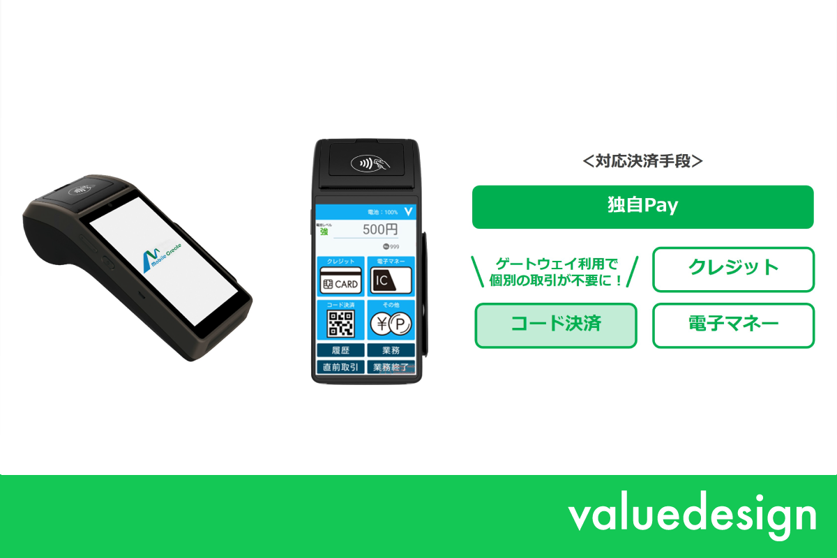 バリューデザイン、「独自Pay」に対応したマルチ決済端末の販売を開始